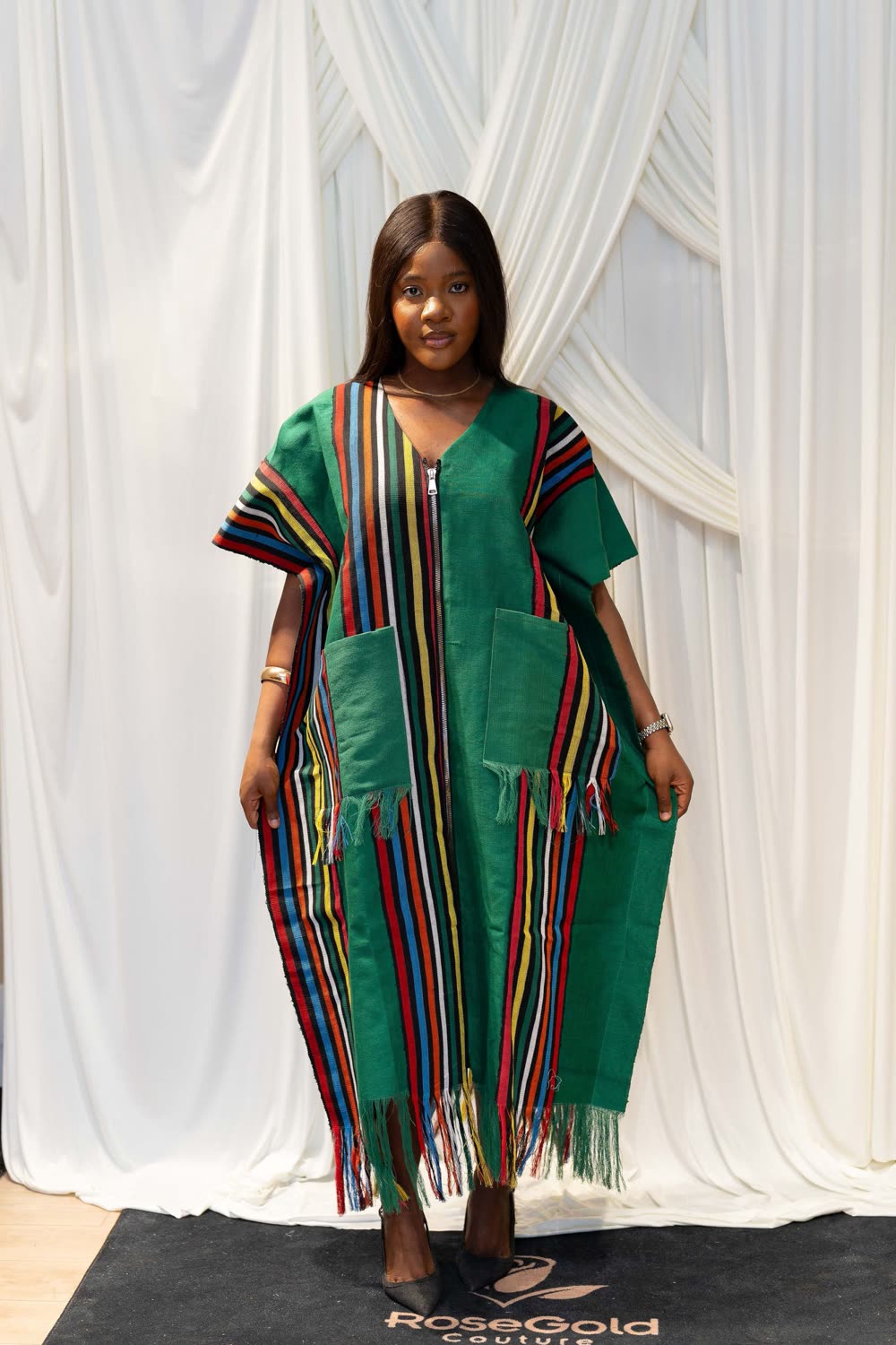 Olori Dara Handwoven Aso Oke Kaftan Dress